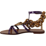 Dolce & Gabbana Purple Leather Devotion Flats Sandals Shoes LA9784- 35.5