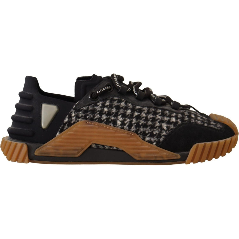 Dolce & Gabbana Black White Fabric Lace Up NS1 Sneakers MV4439- 39