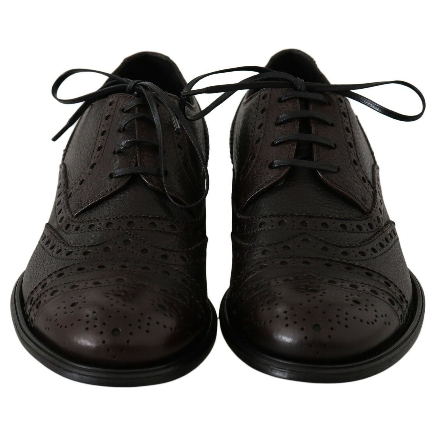Dolce & Gabbana Brown Leather Wingtip Derby Formal Shoes MV3905- 39