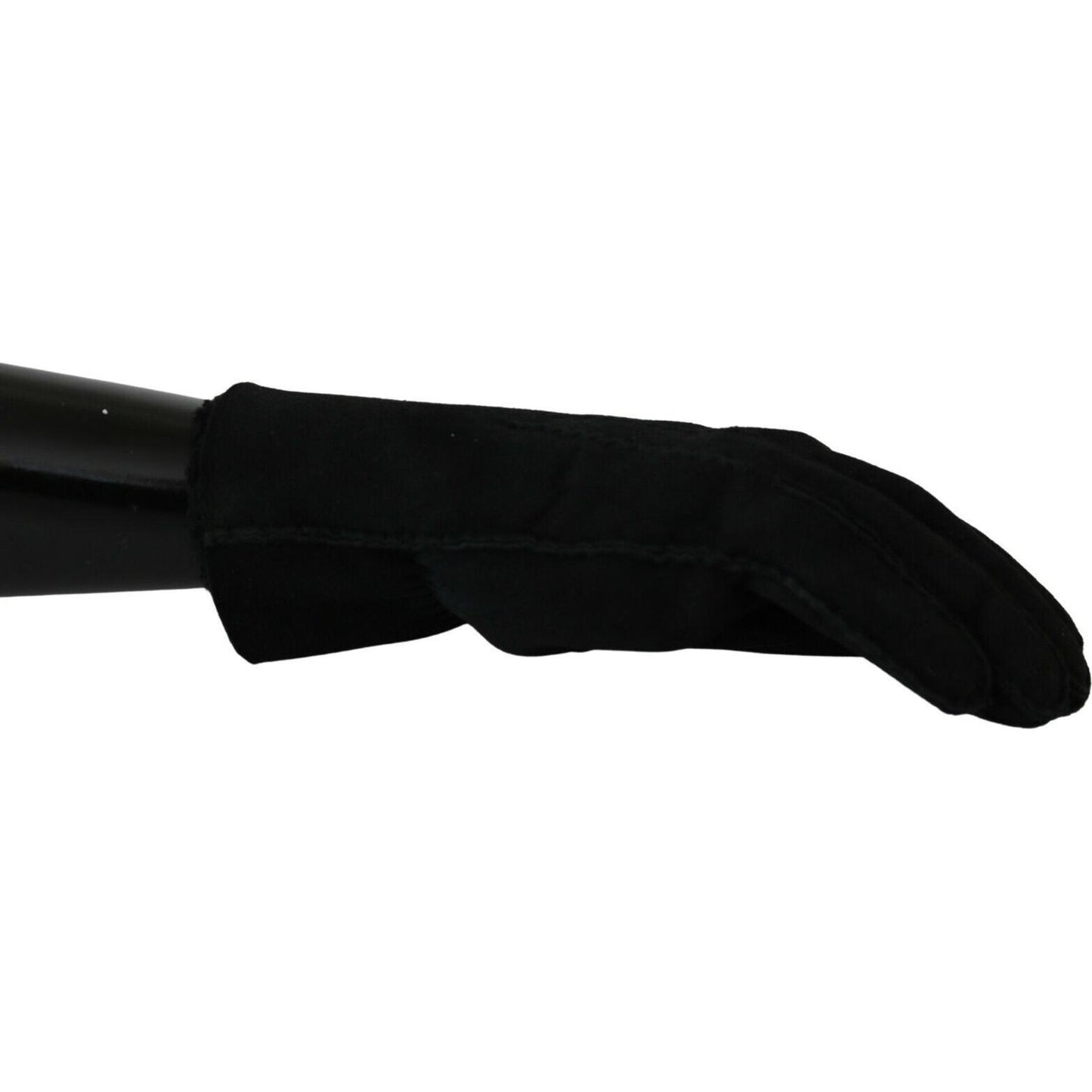 Dolce & Gabbana Black Leather Motorcycle Biker Mitten Gloves LB1025- 8.5