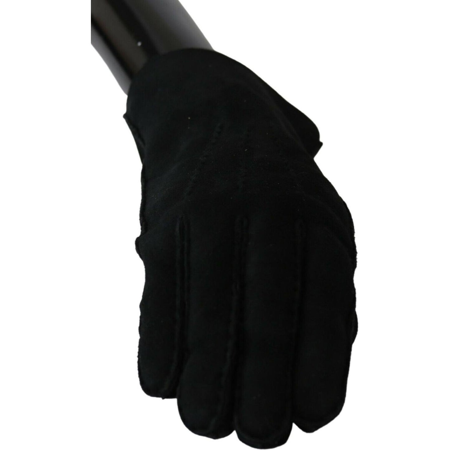 Dolce & Gabbana Black Leather Motorcycle Biker Mitten Gloves LB1025- 8.5