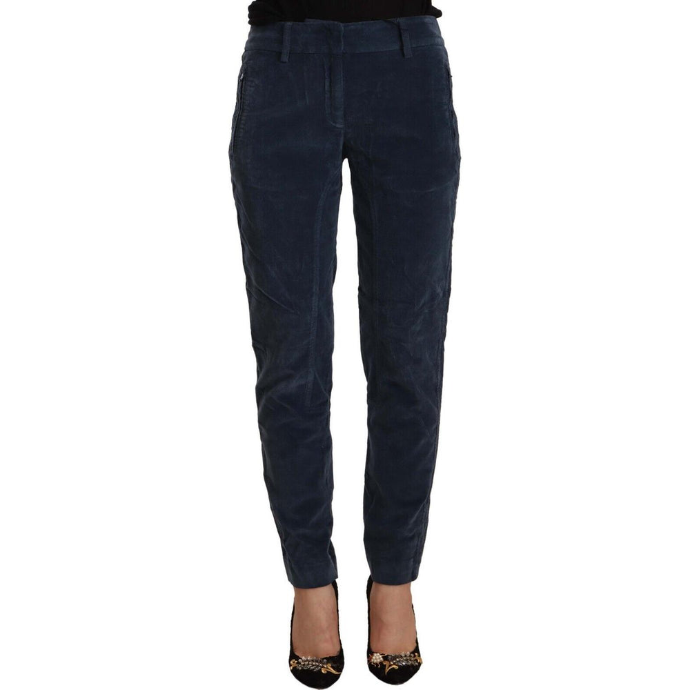 Peserico Elegant Tapered Cotton Blend Pants Peserico Dark Slate Gray
