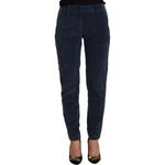 Peserico Elegant Tapered Cotton Blend Pants Peserico Dark Slate Gray