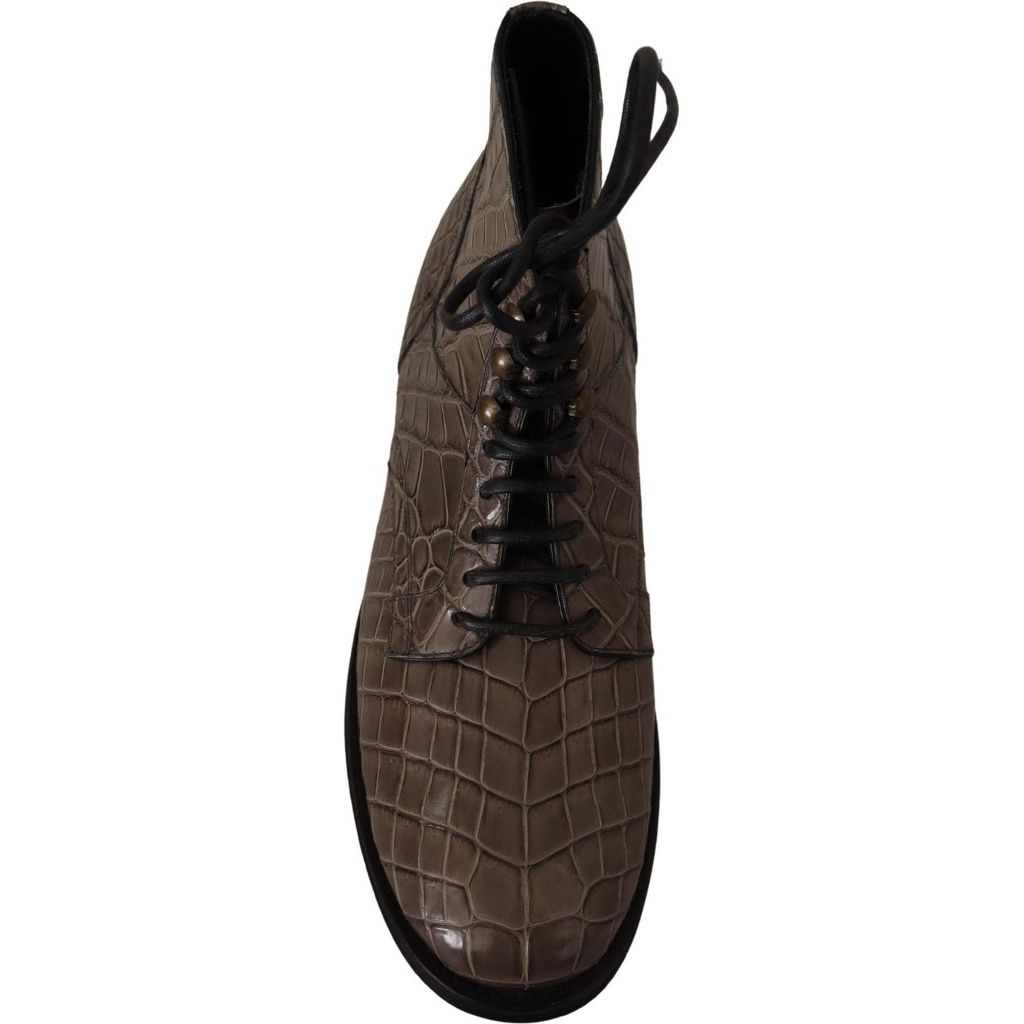 Dolce & Gabbana Gray Crocodile Leather Derby Boots MV4549- 42