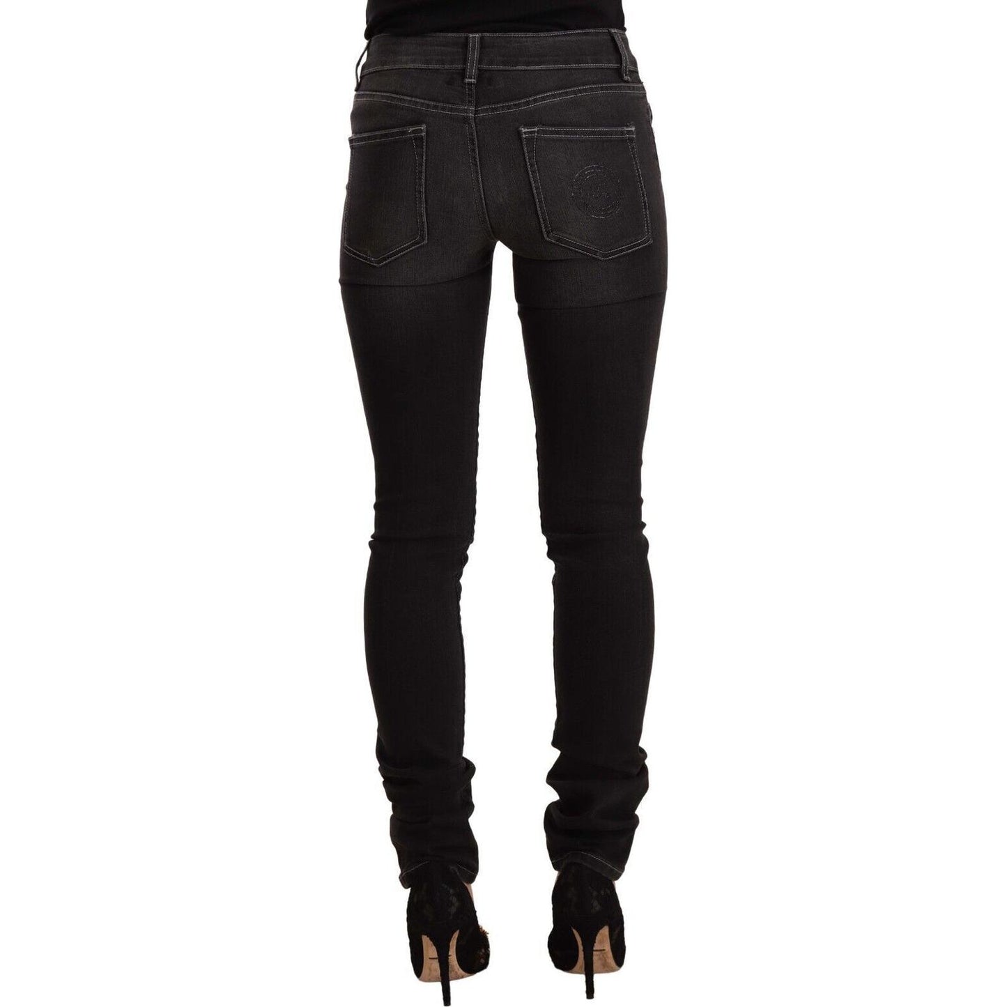 GF Ferre Black Washed Mid Waist Cotton Denim Skinny Jeans PAN72214 - 26
