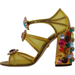 Dolce & Gabbana Yellow Leather Crystal Ayers Sandals Shoes LA9809- 35