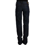Ermanno Scervino Dark Blue Mid Waist Cotton Denim Straight Jeans SIG12473 - 26