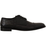 Dolce & Gabbana Black Exotic Leather Lace Up Formal Derby Shoes MV4494 - 44