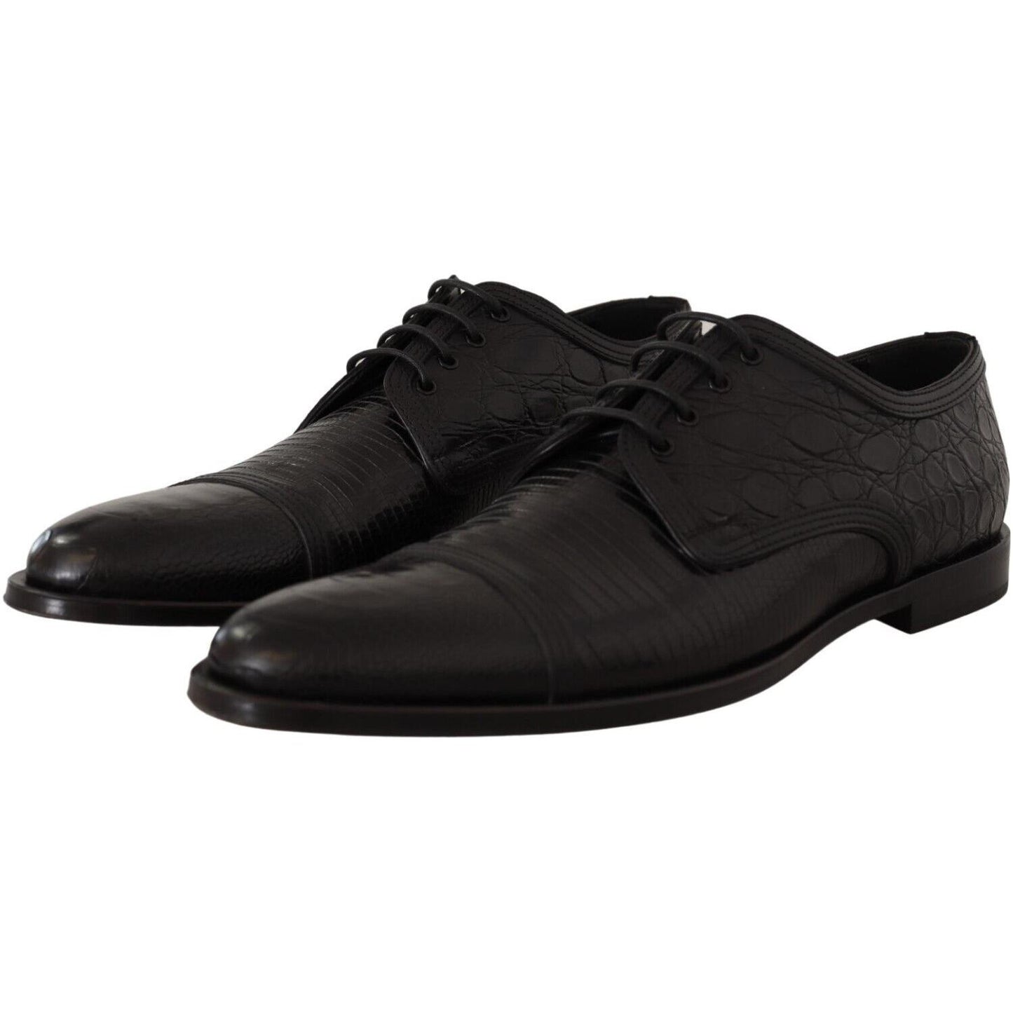 Dolce & Gabbana Black Exotic Leather Lace Up Formal Derby Shoes MV4494 - 44