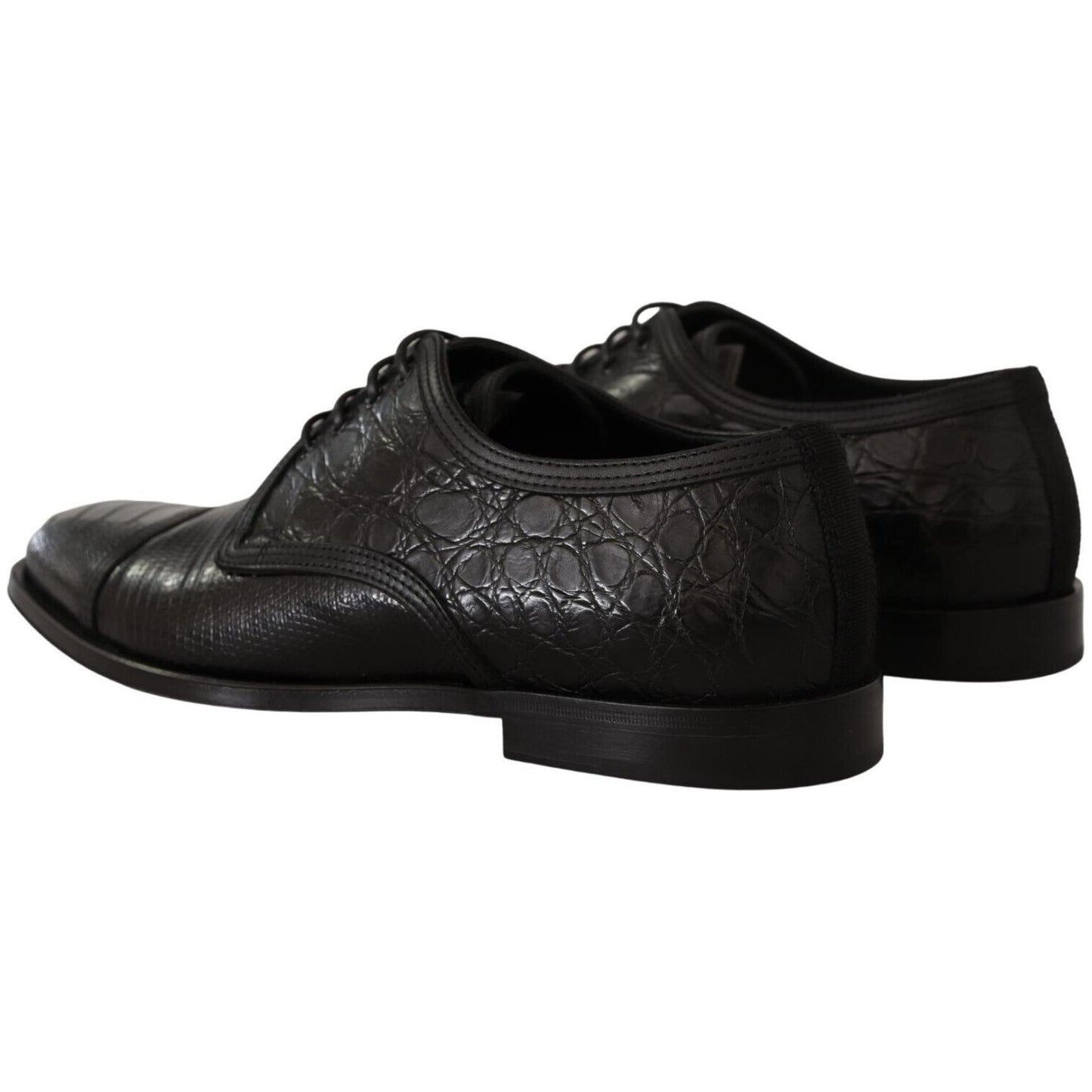 Dolce & Gabbana Black Exotic Leather Lace Up Formal Derby Shoes MV4494 - 44