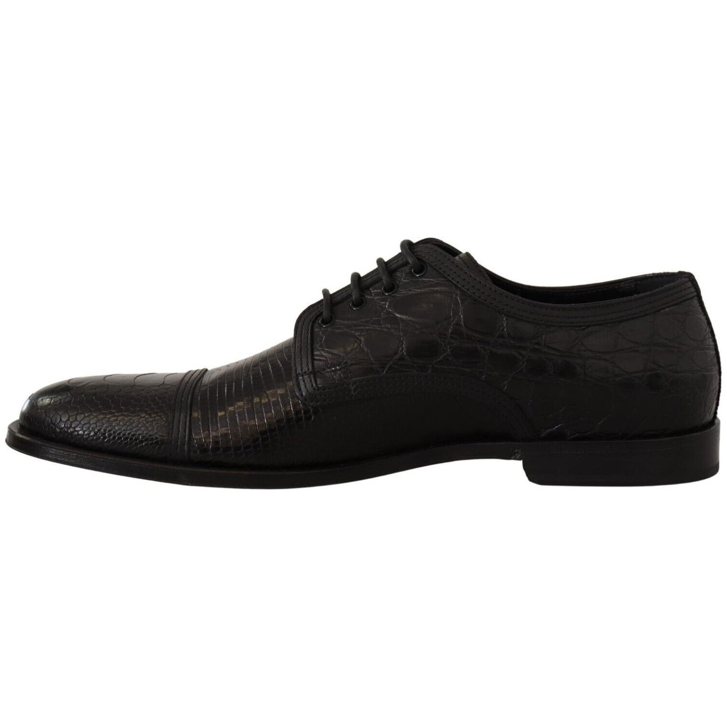 Dolce & Gabbana Black Exotic Leather Lace Up Formal Derby Shoes MV4494 - 44