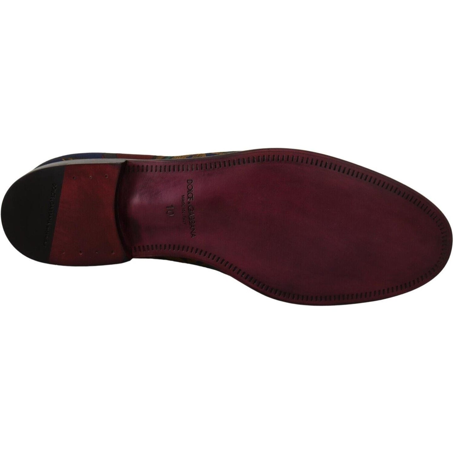 Dolce & Gabbana Multicolor Jacquard Crown Slippers Loafers Shoes MV4462 -39