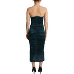 Dolce & Gabbana Turquoise Bustier Bodice Draped Midi Dress. DR28617##2- 42
