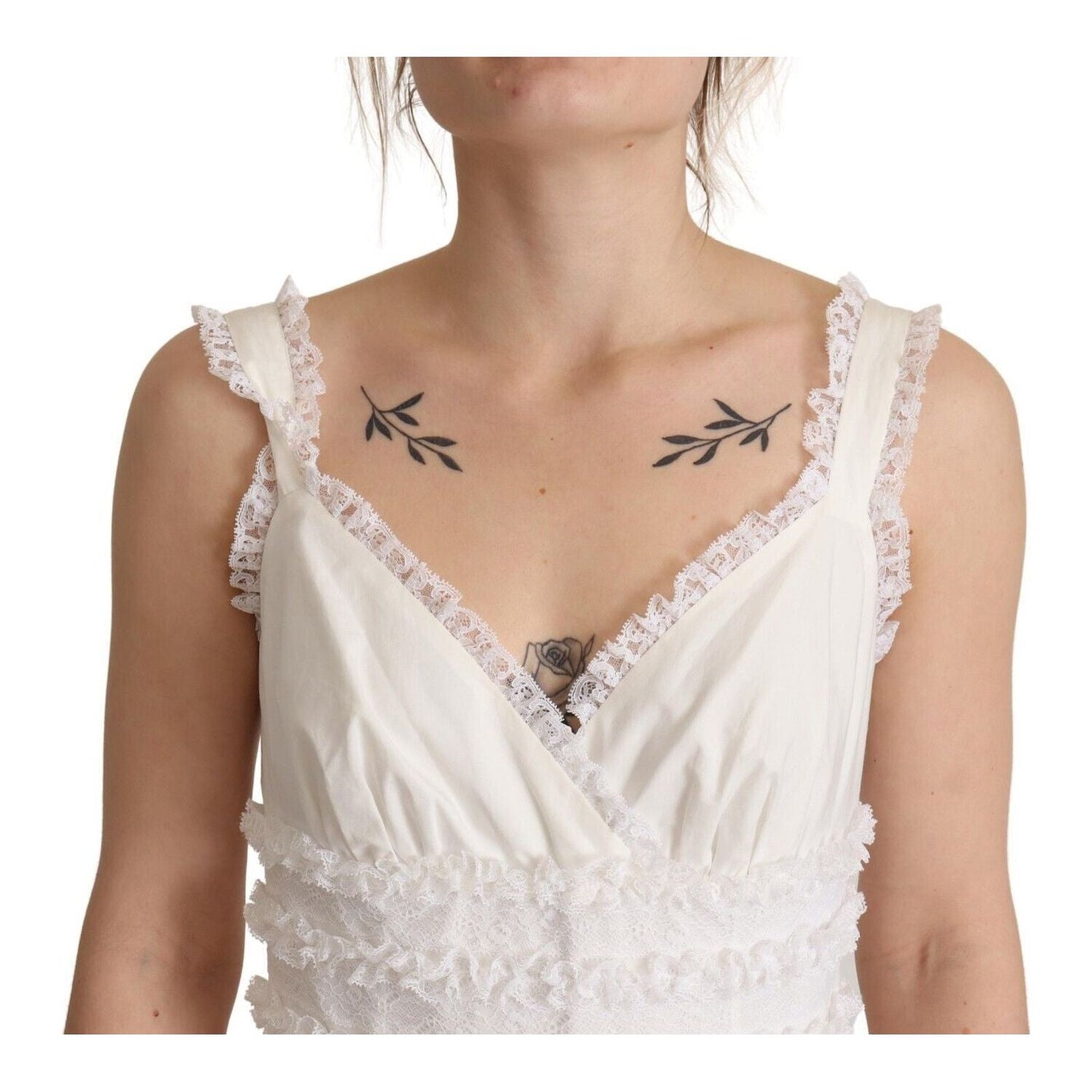 Dolce & Gabbana White Cotton Tiered Long Maxi A-line Dress DR28641 - 40