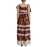 Dolce & Gabbana Multicolor Geranium Print Lace Long Maxi Dress DR28633 - 44