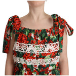 Dolce & Gabbana Multicolor Geranium Print Lace Long Maxi Dress DR28633 - 44