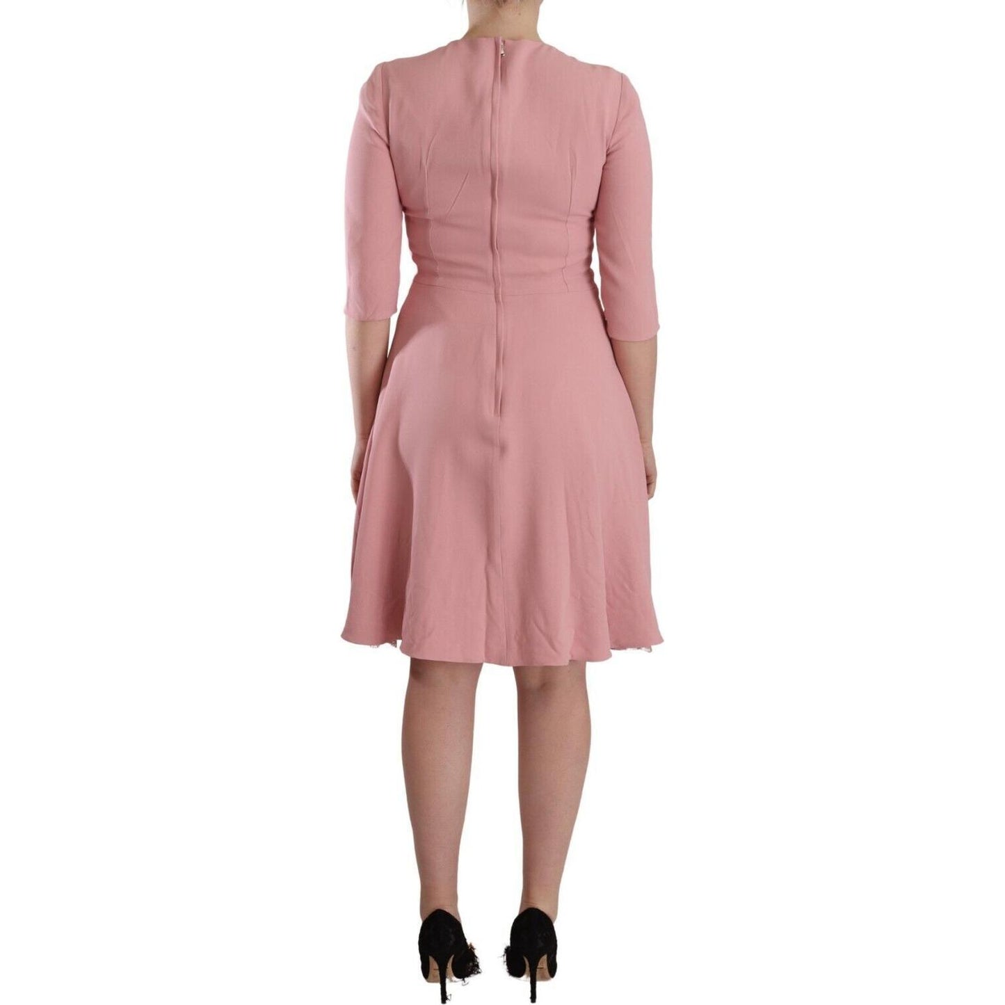 Dolce & Gabbana Pink 3/4 Sleeves Viscose Blend A-line Dress DR28693 - 44