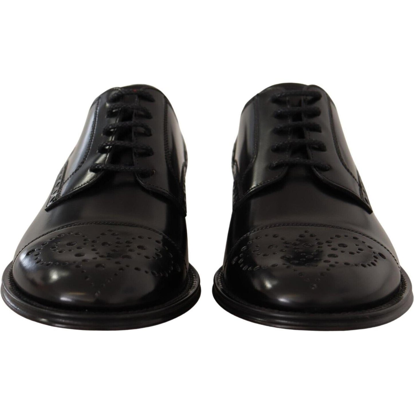 Dolce & Gabbana Black Leather Wingtip Mens Formal Derby Shoes MV4692 - 39