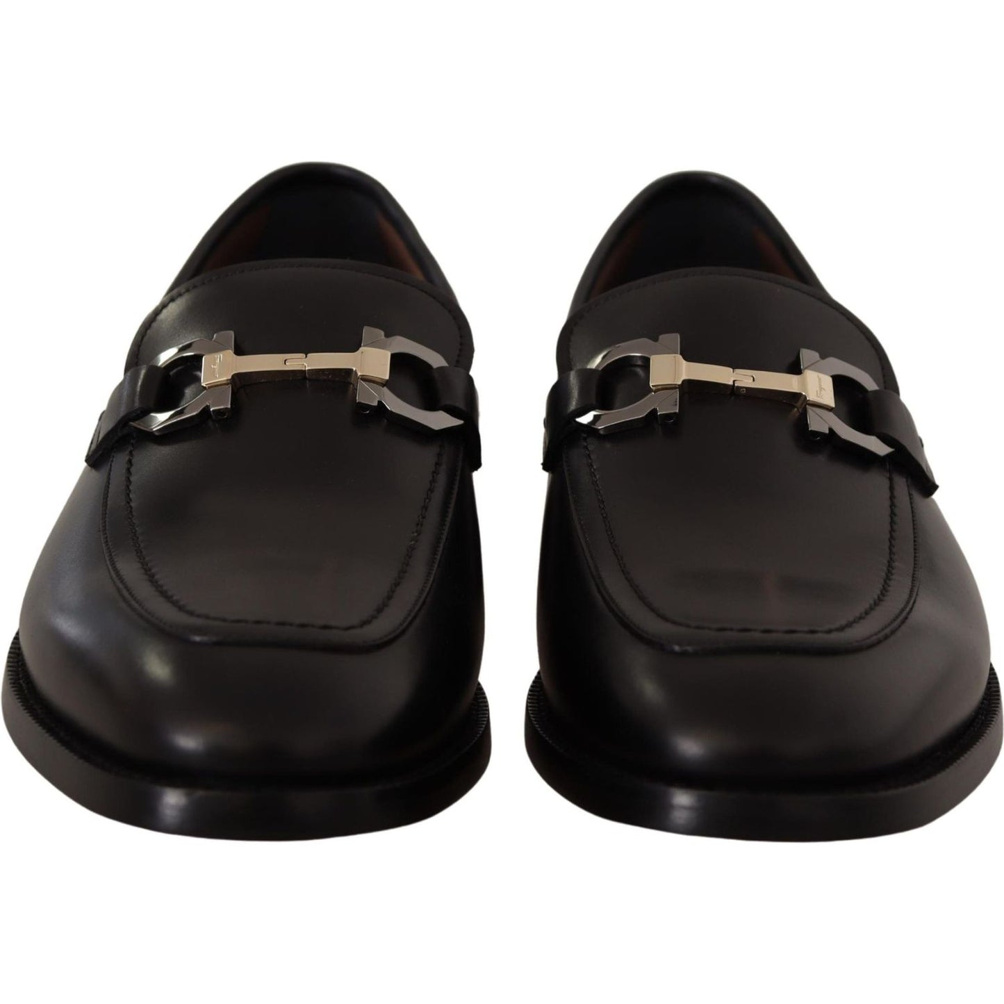 Salvatore Ferragamo Suave Black Leather Gancio Bit Loafers 8057553788581