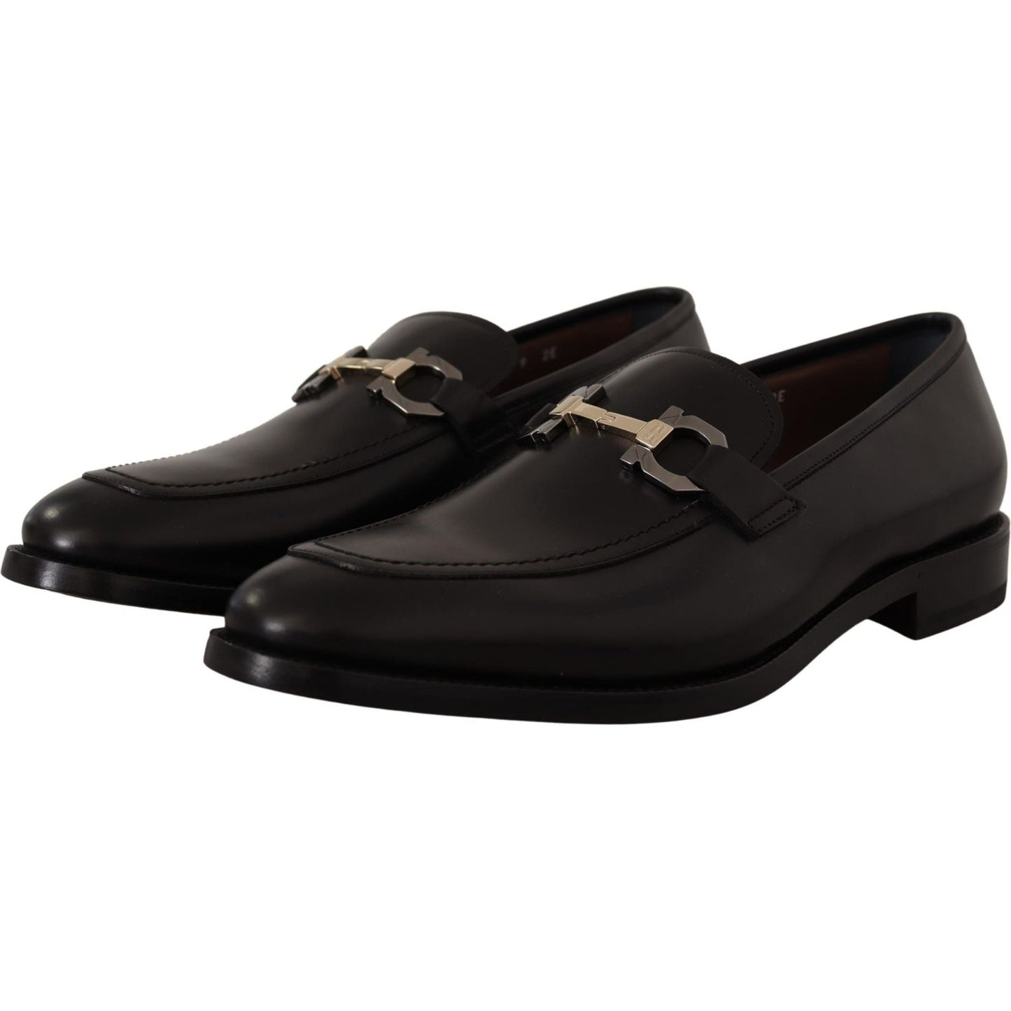 Salvatore Ferragamo Suave Black Leather Gancio Bit Loafers 8057553788581