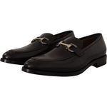 Salvatore Ferragamo Suave Black Leather Gancio Bit Loafers 8057553788581
