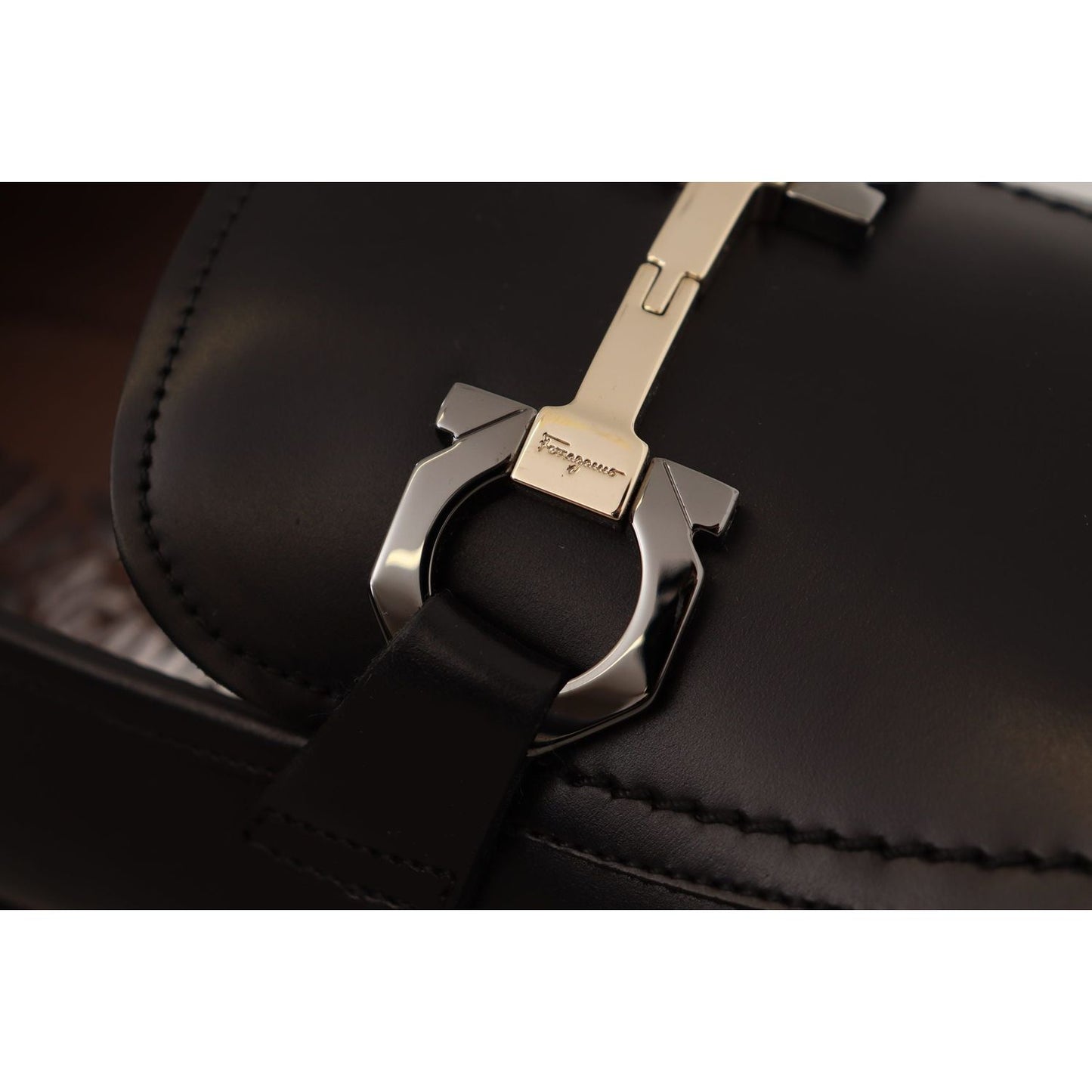 Salvatore Ferragamo Suave Black Leather Gancio Bit Loafers 8057553788581