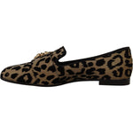 Dolce & Gabbana Gold Leopard Print Crystals Loafers Shoes LA9771- 36.5
