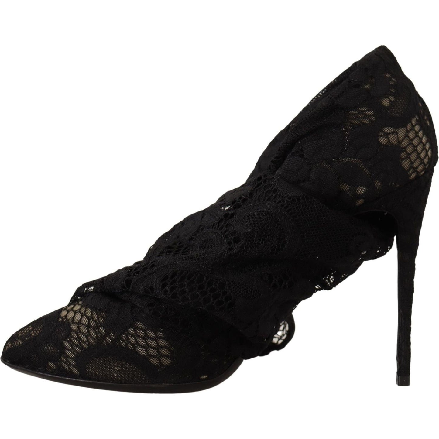 Dolce & Gabbana Black Stretch Socks Taormina Lace Boots Shoes LA9030-36