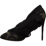 Dolce & Gabbana Black Stretch Socks Taormina Lace Boots Shoes LA9030-36