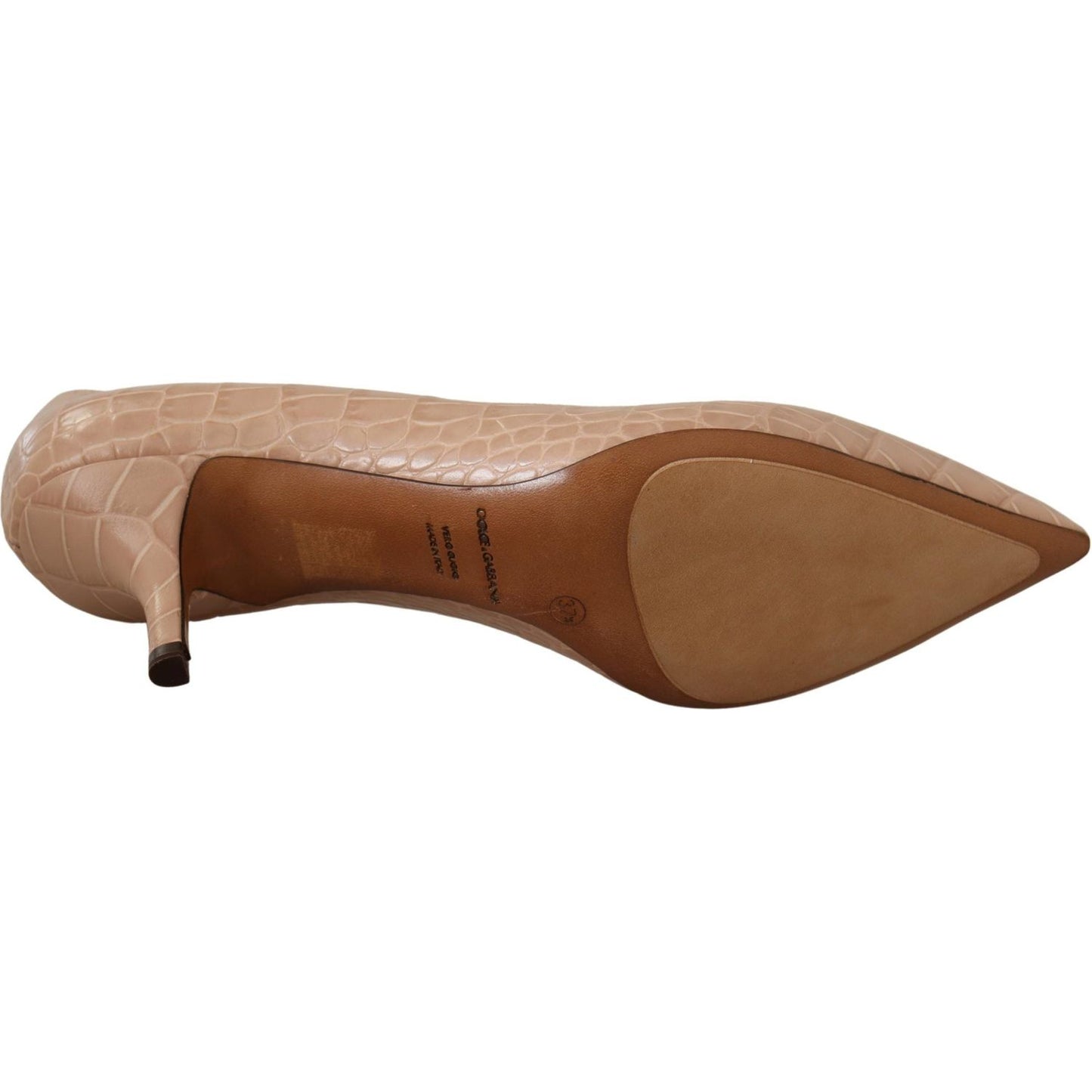 Dolce & Gabbana Beige Leather Pointed Heels Pumps Shoes LA9810- 36.5