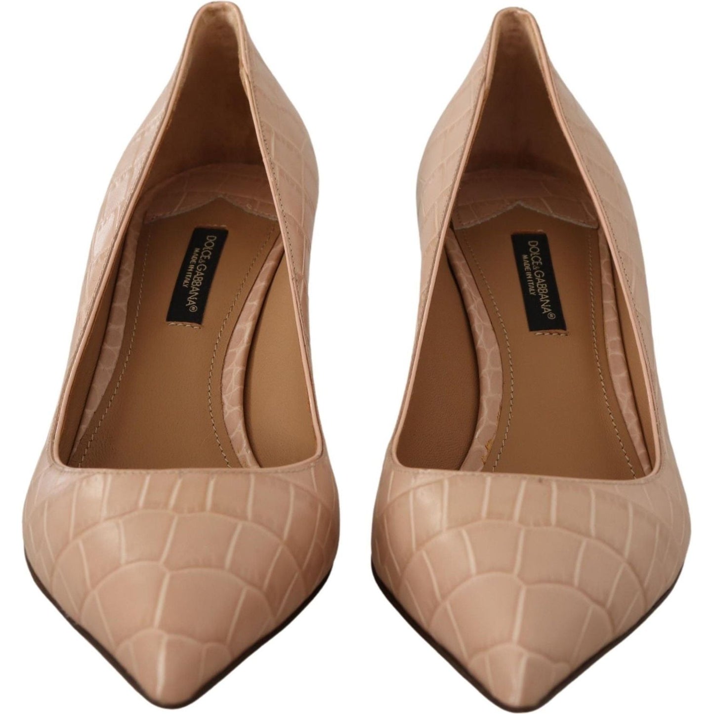 Dolce & Gabbana Beige Leather Pointed Heels Pumps Shoes LA9810- 36.5