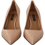 Dolce & Gabbana Beige Leather Pointed Heels Pumps Shoes LA9810- 36.5