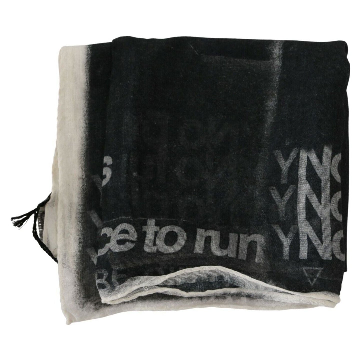 Costume National Dark Gray Wool Foulard Branded Scarf MS1656