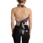 Dolce & Gabbana Multicolor Foulard Silk Halter Cropped Top TSH7640 - 40