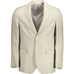 Gant Beige Linen Classic Jacket with Logo Detailing Gant Gray