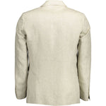 Gant Beige Linen Classic Jacket with Logo Detailing Gant Light Gray