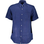 Gant Elegant Blue Linen Button-Down Shirt Gant Dark Slate Blue