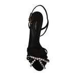 Dolce & Gabbana Black Crystals Ankle Strap Heels Sandals Shoes LA9693-40
