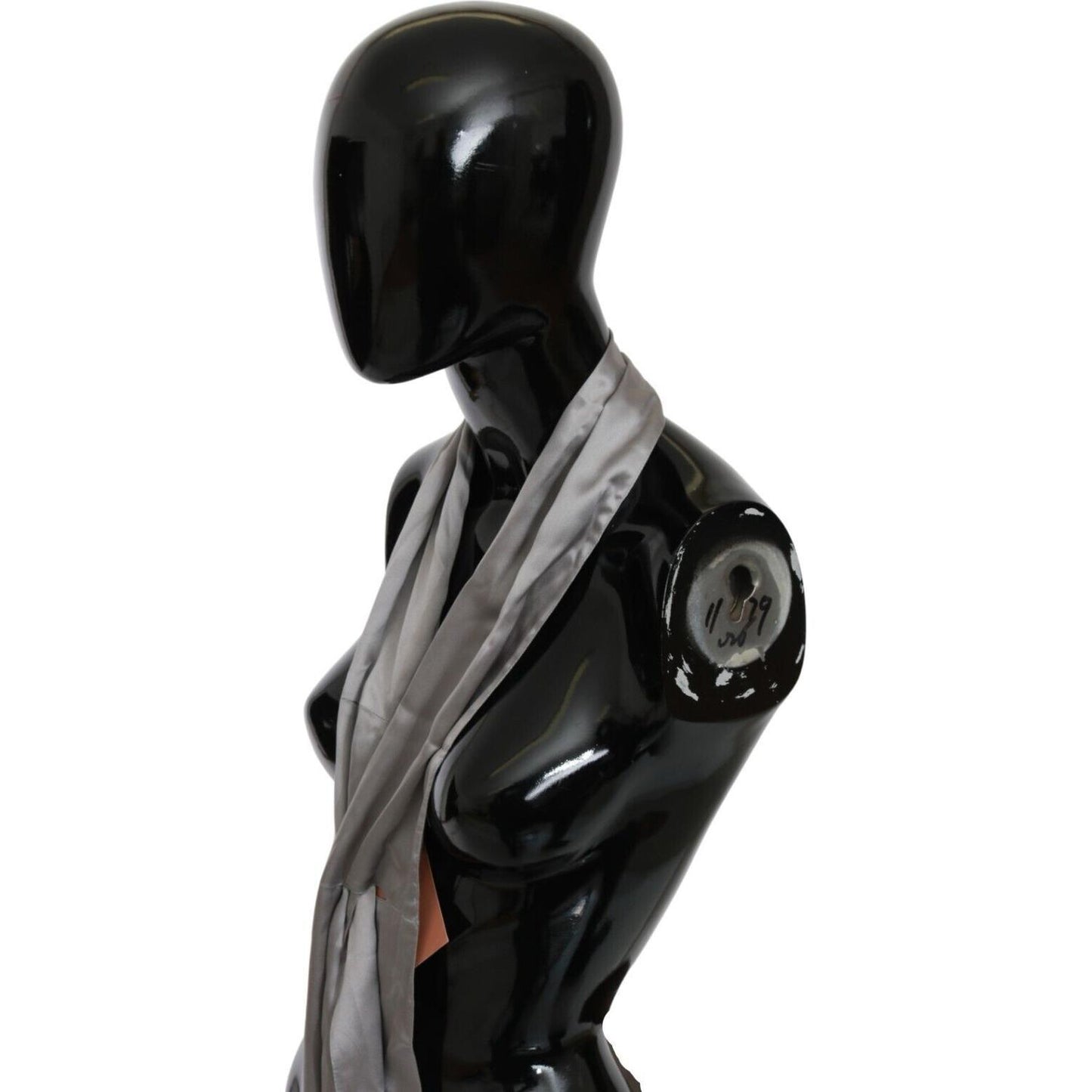 Ermanno Scervino Metallic Silver Silk Neck Wrap Shawl Scarf MS1588