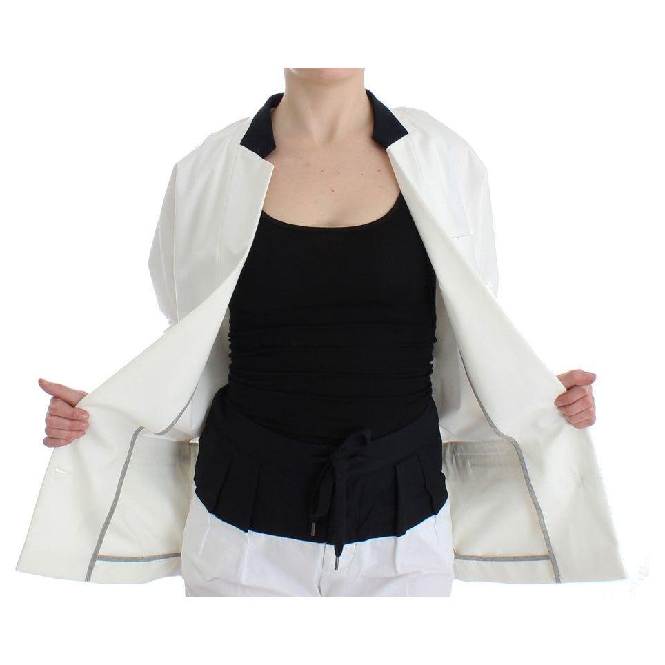 Andrea Pompilio White Cotton Blend Oversized Blazer Jacket SIG12655-3