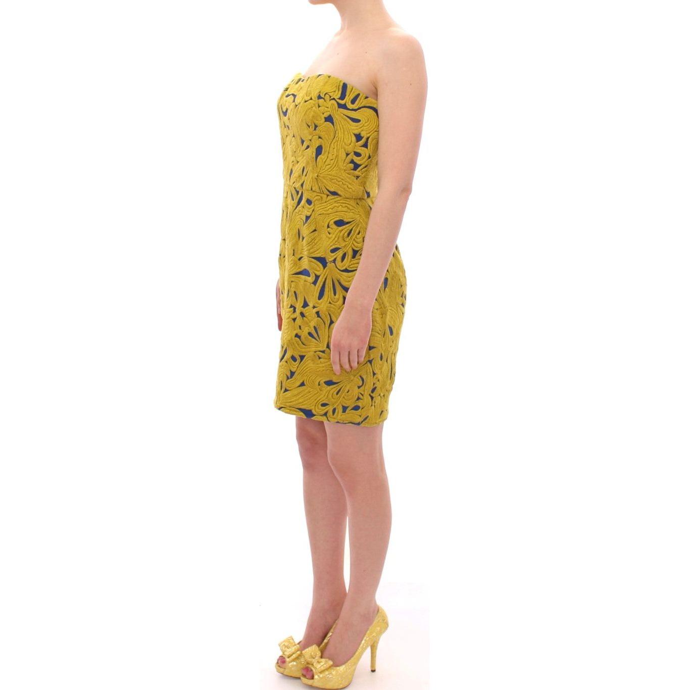 Sachin & Babi Blue Yellow Strapless Bubble Mini Shift Dress GSD12606-3