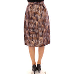 Dolce & Gabbana Brown Floral Silk Straight Full Skirt GSS11483-4