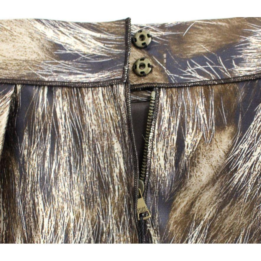 Dolce & Gabbana Brown Floral Silk Straight Full Skirt GSS11483-4