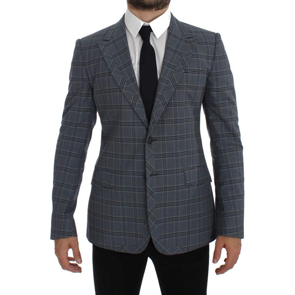 Dolce & Gabbana Blue Checkered Slim Fit Blazer Jacket GTT10074