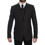 Dolce & Gabbana Gray Slim Fit Linen Blazer Jacket GTT10108-4
