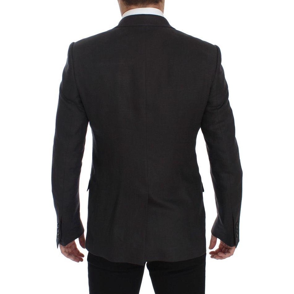 Dolce & Gabbana Gray Slim Fit Linen Blazer Jacket GTT10108-4