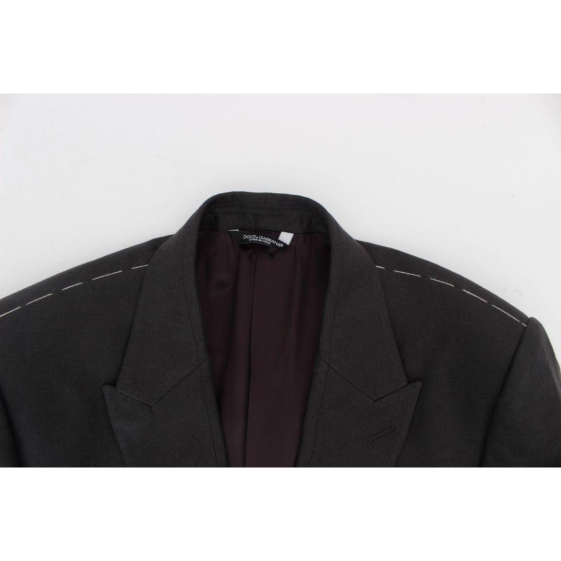 Dolce & Gabbana Gray Slim Fit Linen Blazer Jacket GTT10108-4