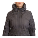 Roccobarocco Elegant Quilted Long Jacket with Logo Patch Roccobarocco Dark Slate Gray