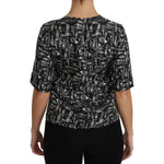 Dolce & Gabbana Black Musical Instruments Print Silk Blouse TSH2894- 36
