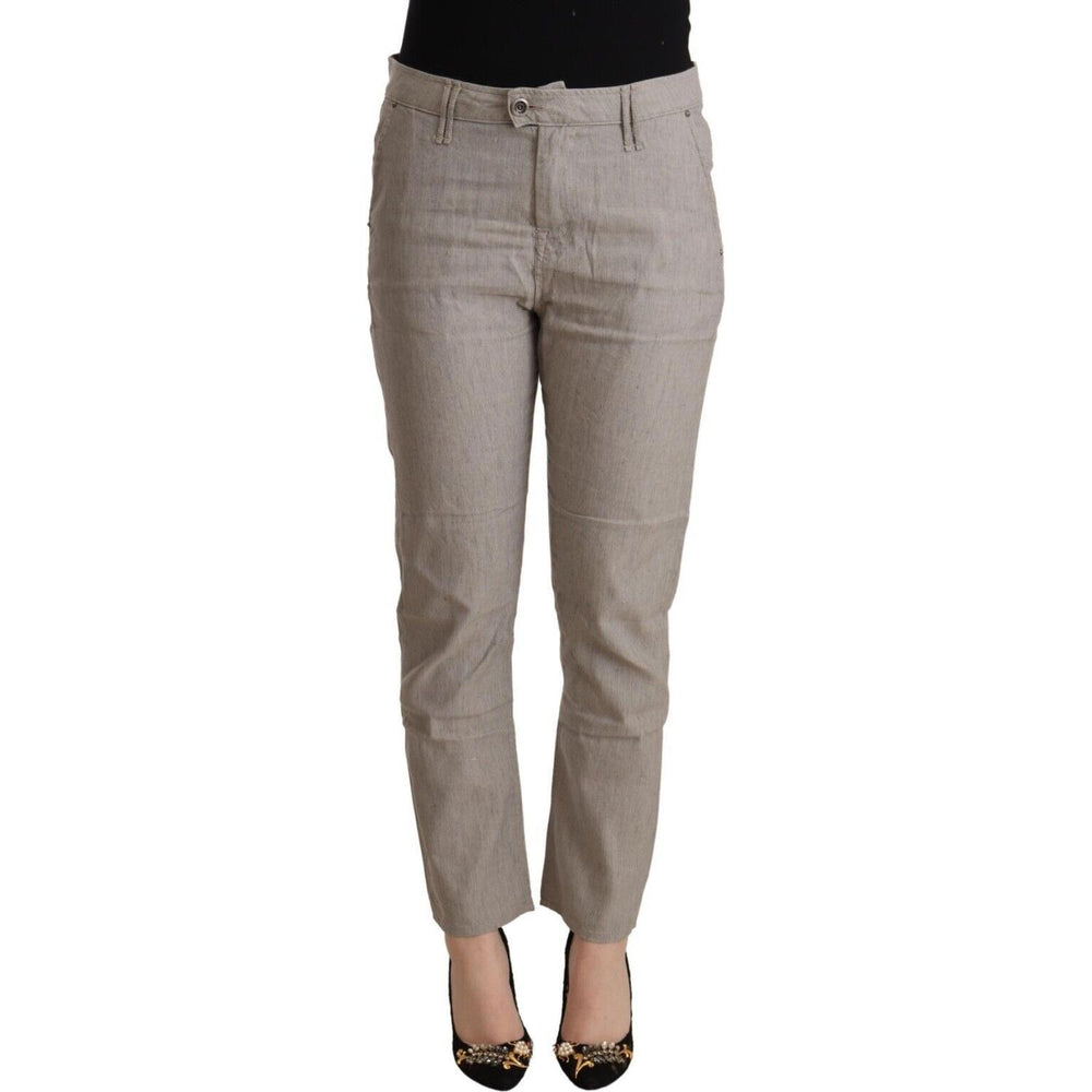 CYCLE Light Gray Linen Blend Mid Waist Tapered Pants PAN71171 - 30